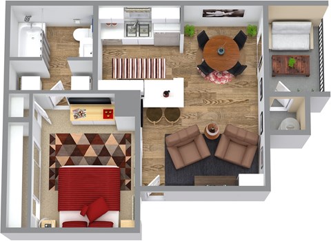 Floor plan for studio, 1 bath, 505 sqft